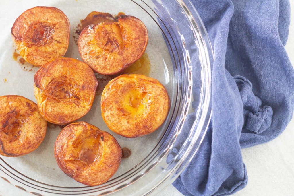 baked peaches fresh out of the oven