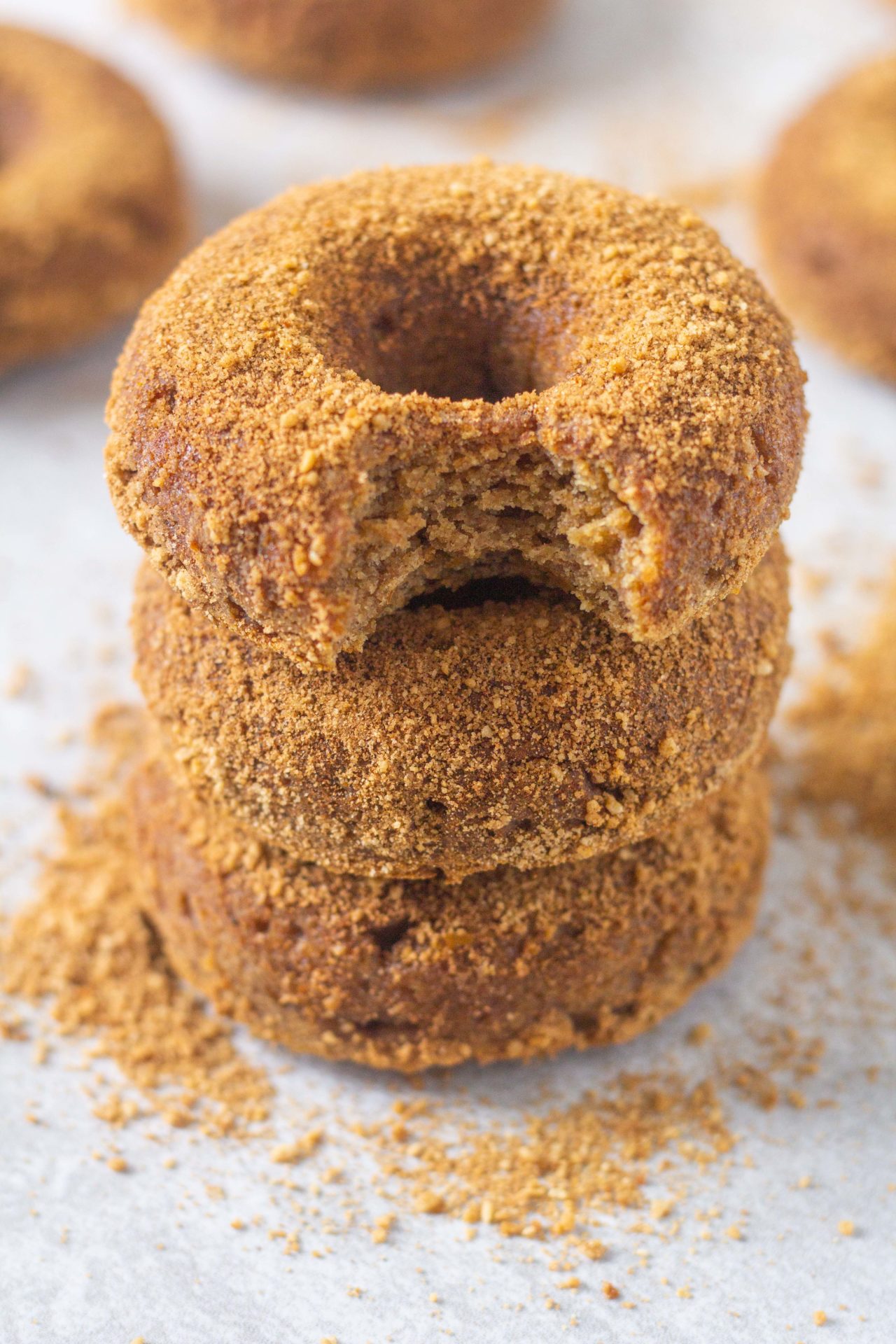 a stack of apple cider donuts