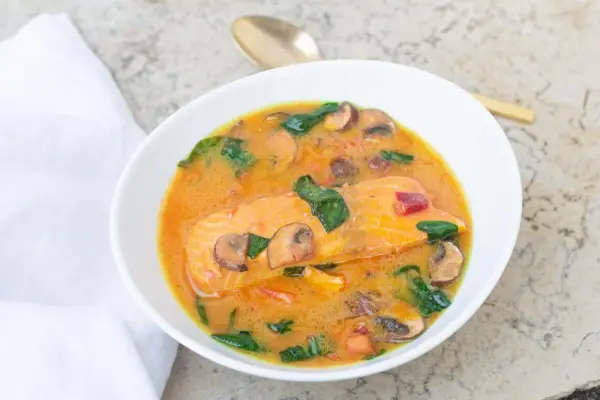 Coconut “Thai Curry” Soup with Salmon