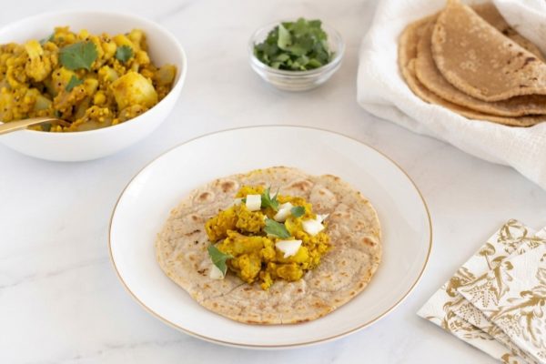 Aloo Gobi Roti Rolls