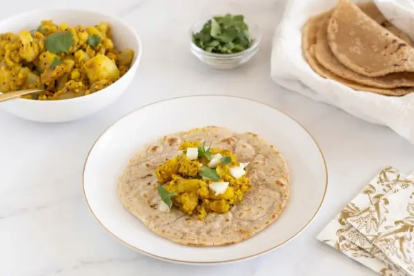 Aloo Gobi Roti Rolls