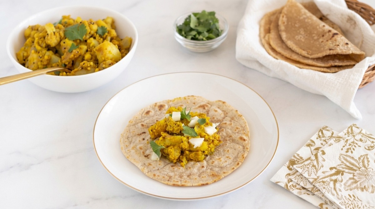 Aloo Gobi Roti Rolls