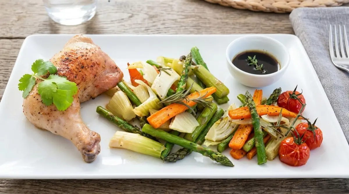 Juicy Chicken Legs with Roasted Spring Vegetables — AIP Paleo recipe
