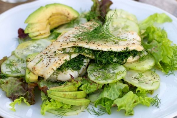 Dill Flounder with Green Salad