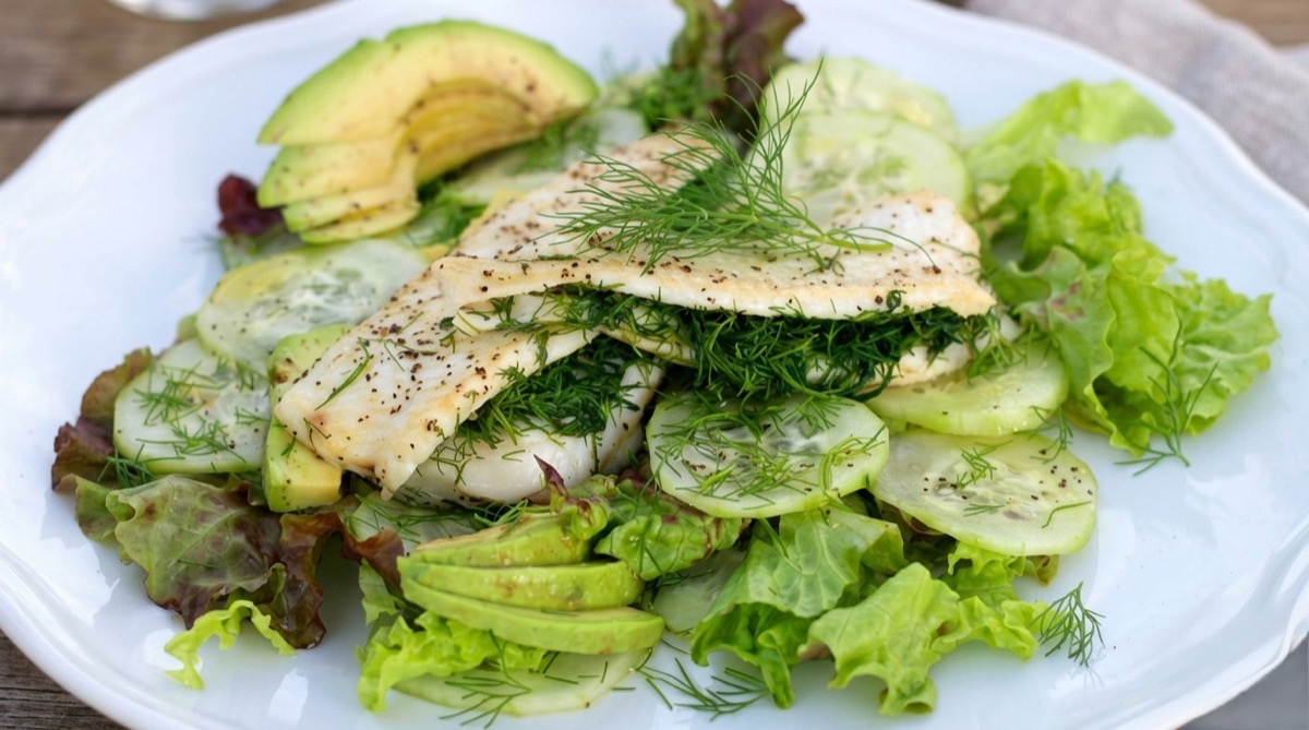 Dill Flounder with Green Salad