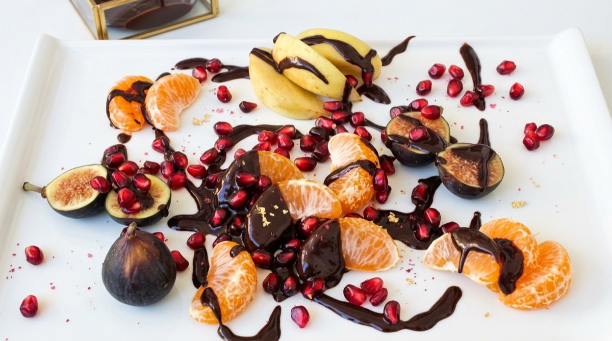 Winter Fruits with Chocolate Sauce